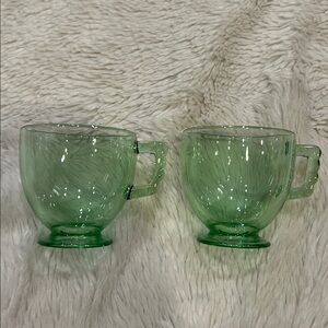 2 cups Fostoria mayfair green (line 2419) 1930-1938
